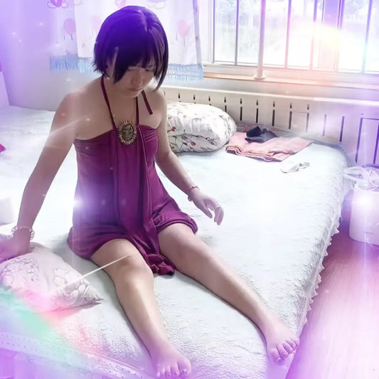 Mia: Paraplegic Girl - Purple Temptation Long Dress - AmputeeClub