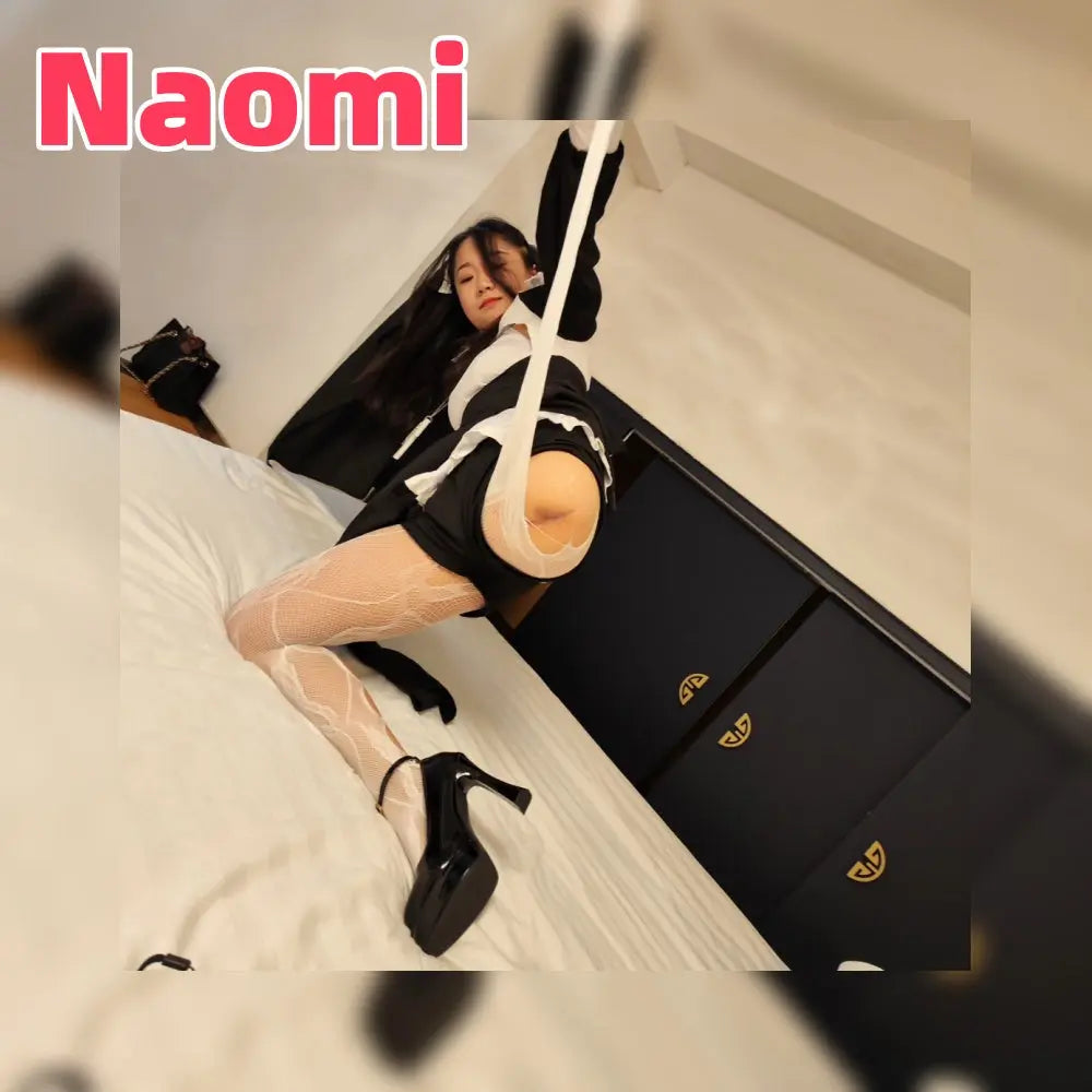 Naomi: Sak Amputee Girl - Anun Style Dress White Fishnet Stockings - AmputeeClub