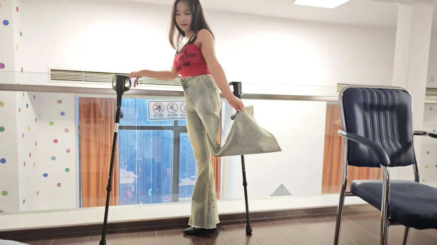 Naomi Sak an Amputee girl changing clothes and wearing stockings AmputeeClub