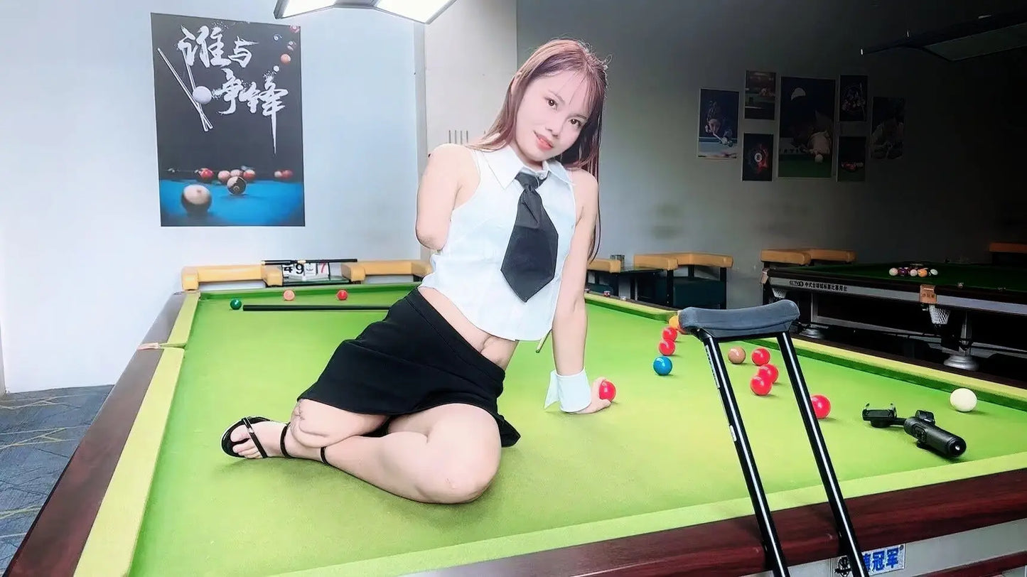 Abby: Ooe Amputee girl playing billiards - AmputeeClub