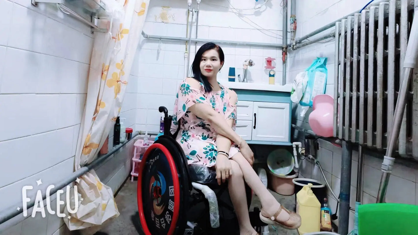 Carrie: Polio lady takes a shower in the bathroom AmputeeClub