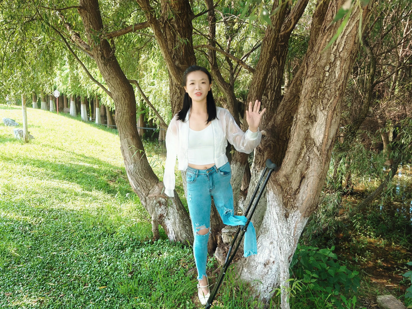 Mila: Ooe Amputee Girl White Long Dress AmputeeClub