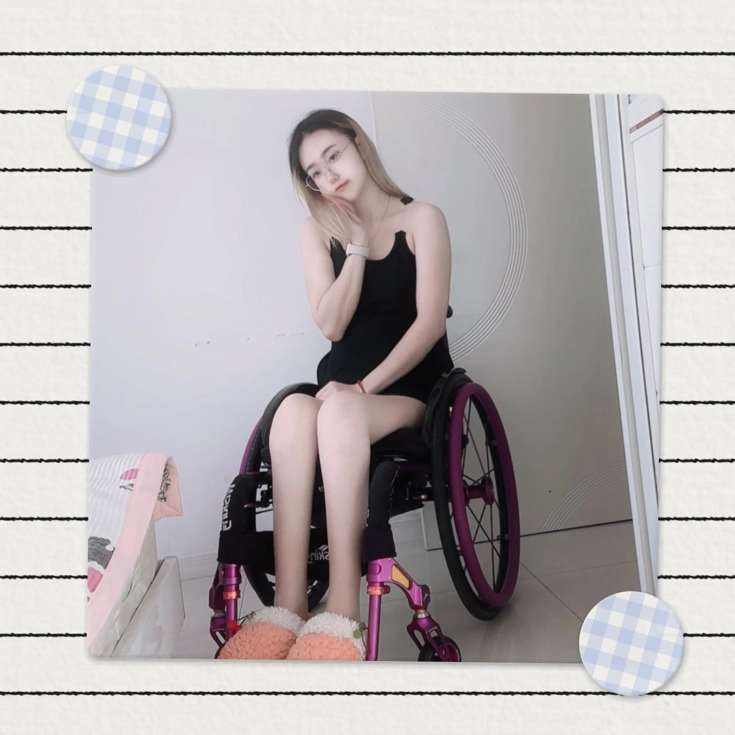 Zoe: Paraplegic Girl - Black stockings AmputeeClub