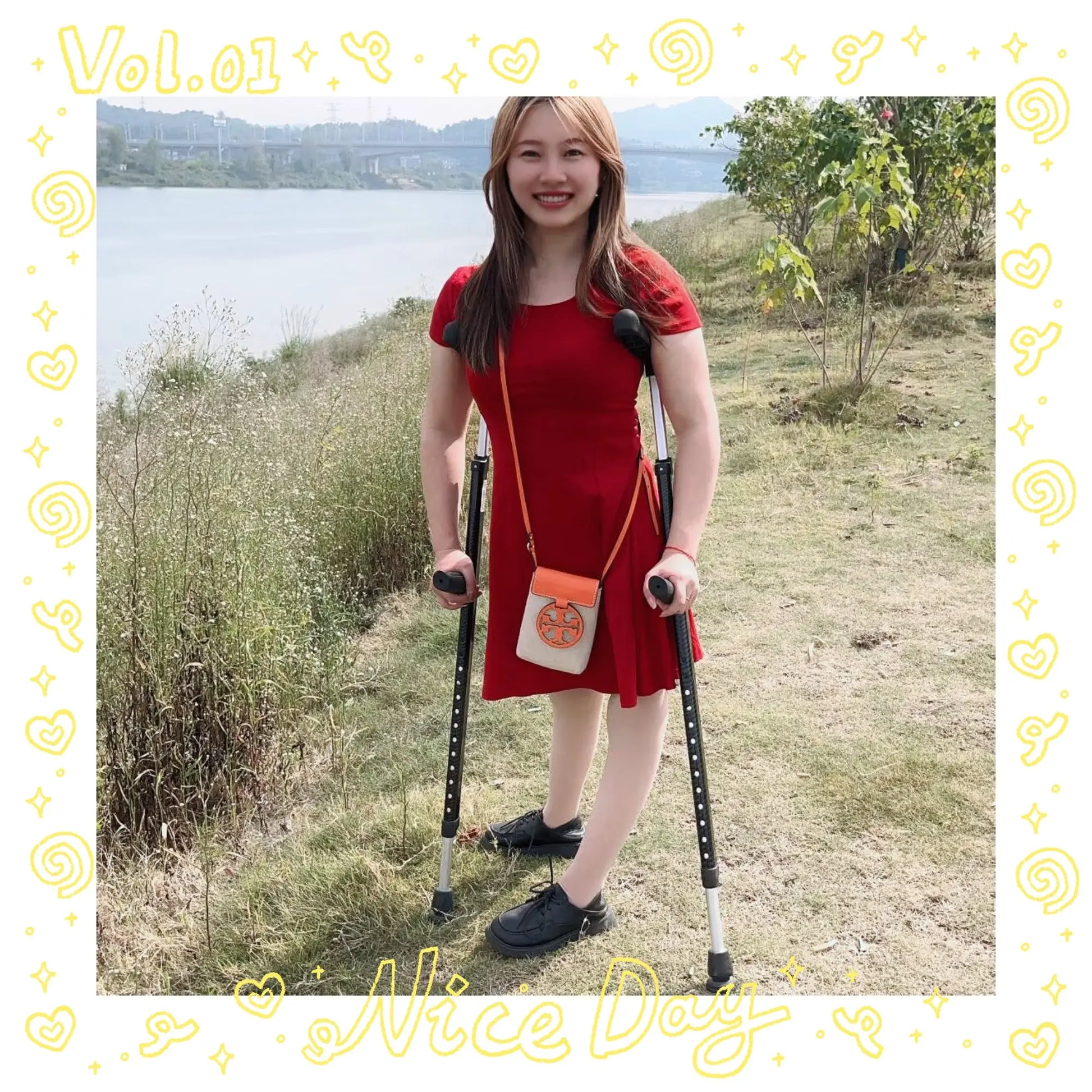 Miki: Polio Girl- Red Skirt AmputeeClub