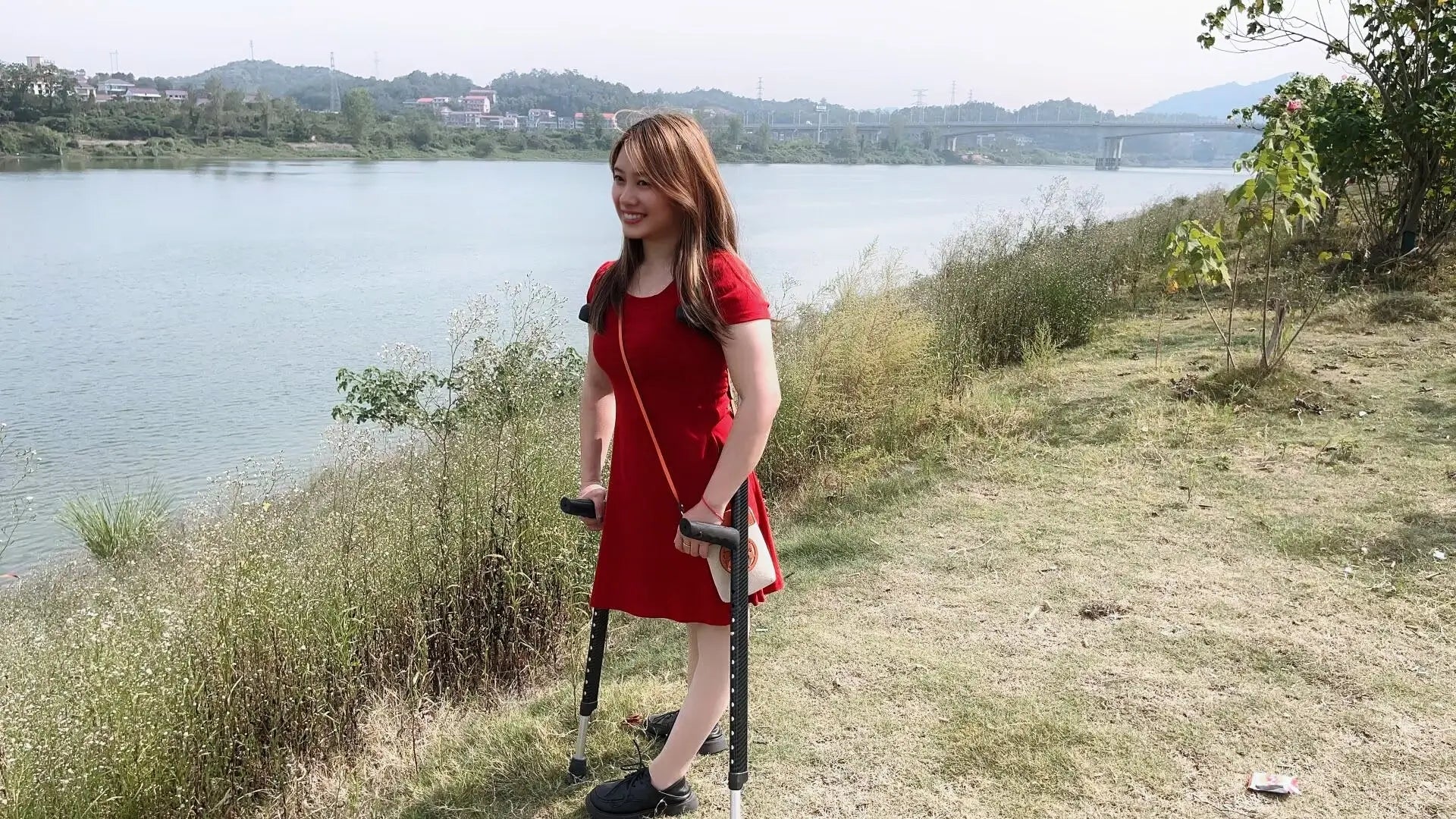 Miki: Polio Girl- Red Skirt AmputeeClub