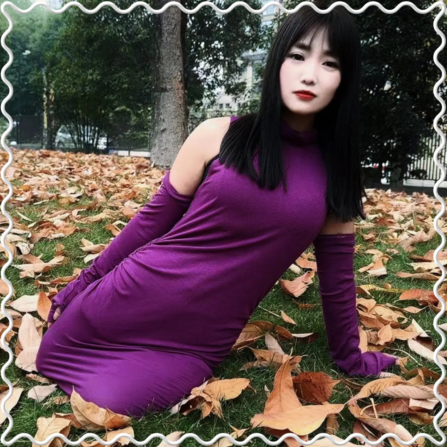 Sally:Dak Amputee girl - A small forest covered in golden fallen leaves AmputeeClub