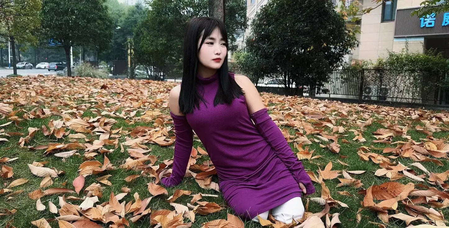 Sally:Dak Amputee girl - A small forest covered in golden fallen leaves AmputeeClub