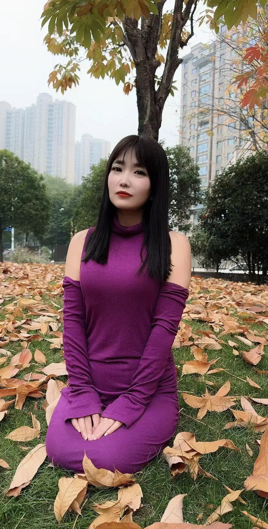 Sally:Dak Amputee girl - A small forest covered in golden fallen leaves AmputeeClub