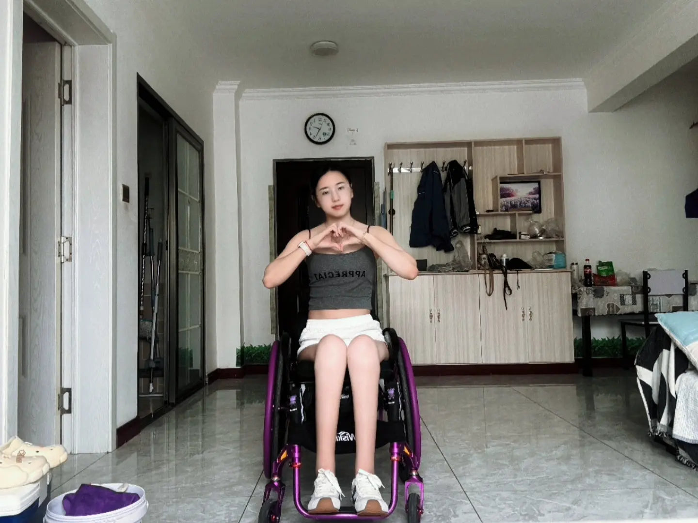 Zoe: Paraplegic Girl - Wearing Shoes and Socks AmputeeClub