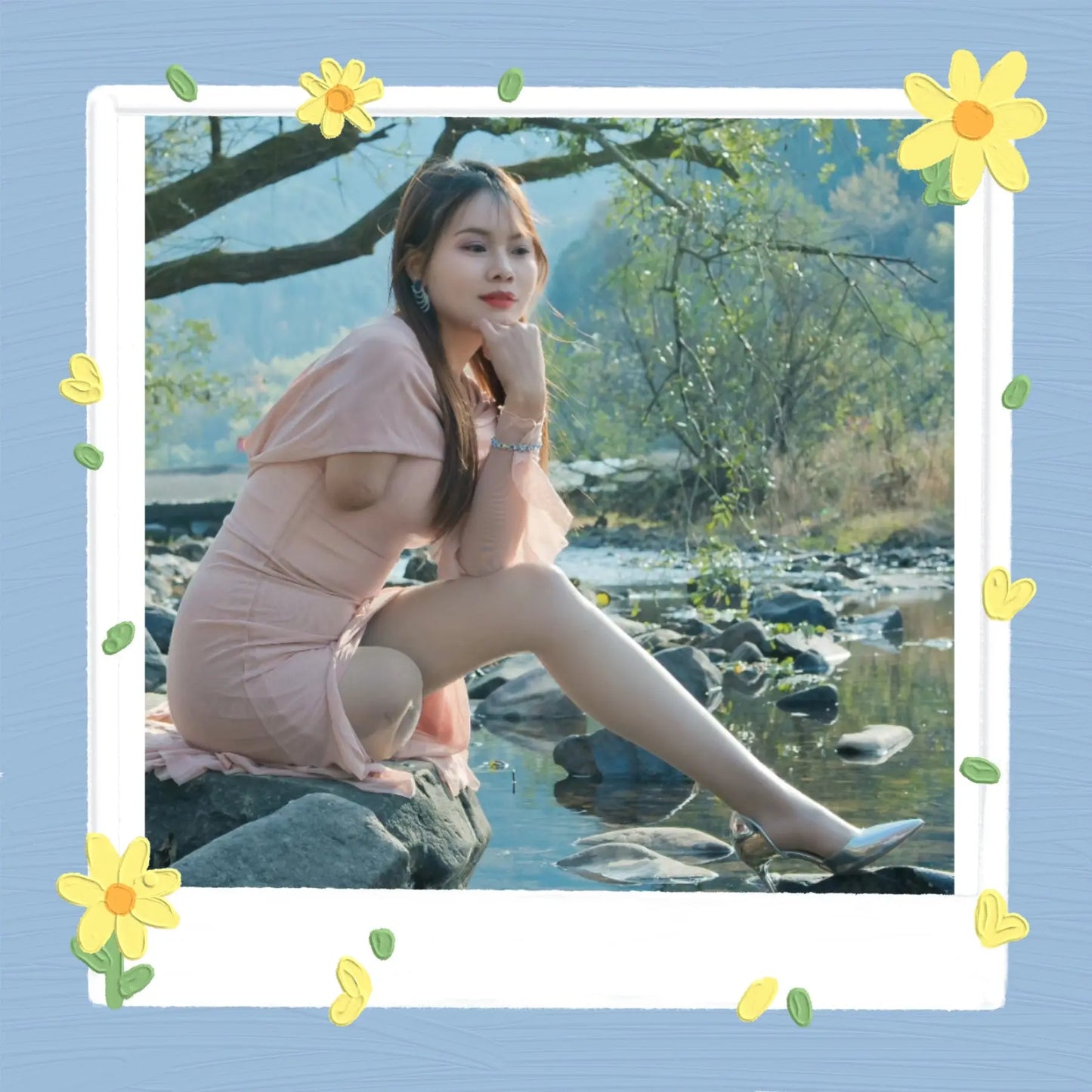 Abby: Ooe Amputee Girl - A girl wearing a pink long dress AmputeeClub