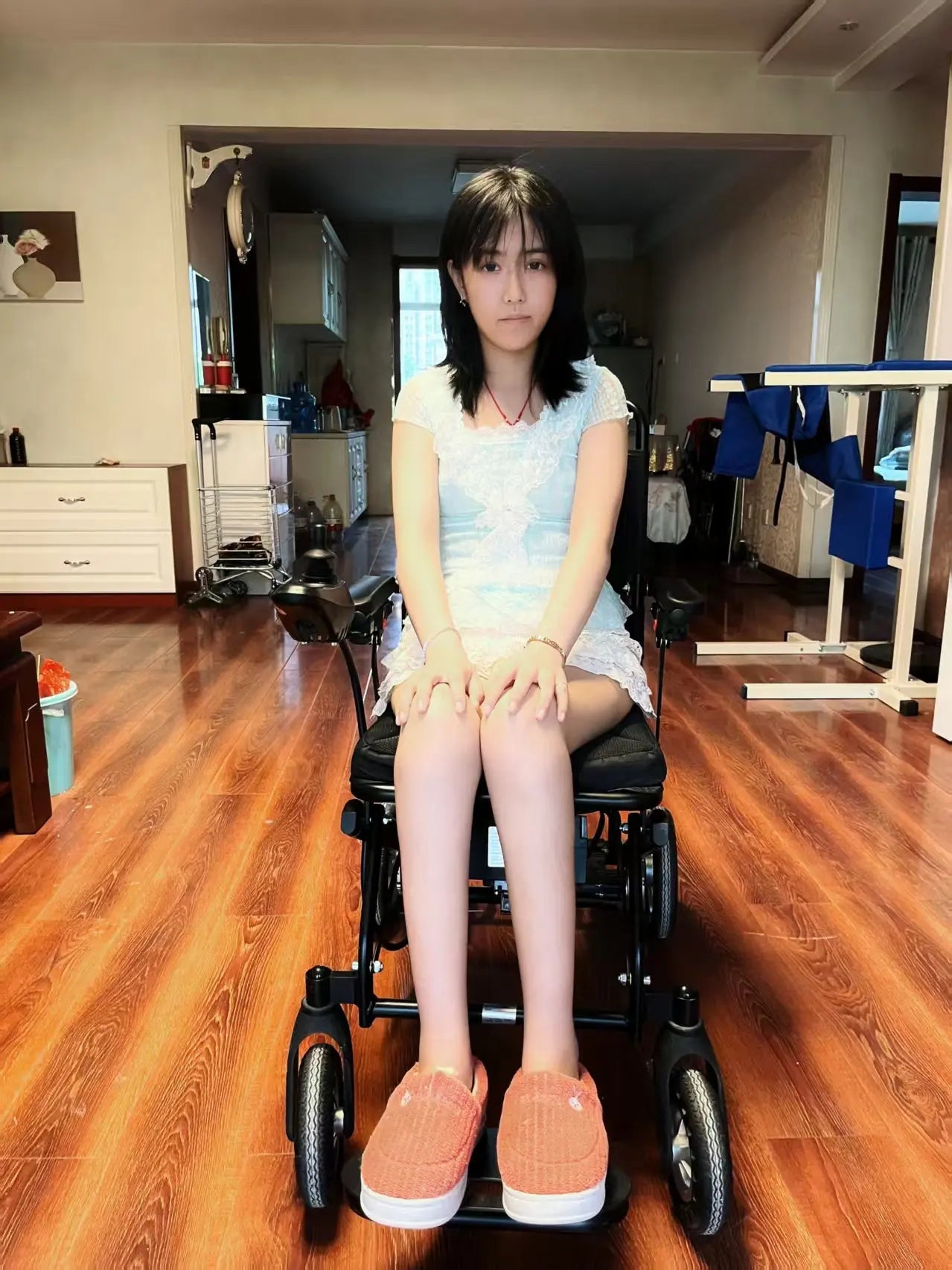 Mia: Paraplegic Girl - Black and White Jk Dress AmputeeClub