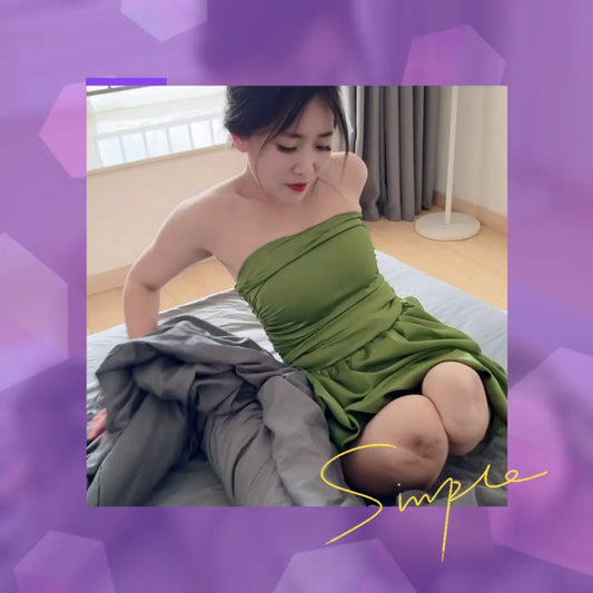 Sally: Dak Amputee Girl - Green Bubble strapless Dress AmputeeClub