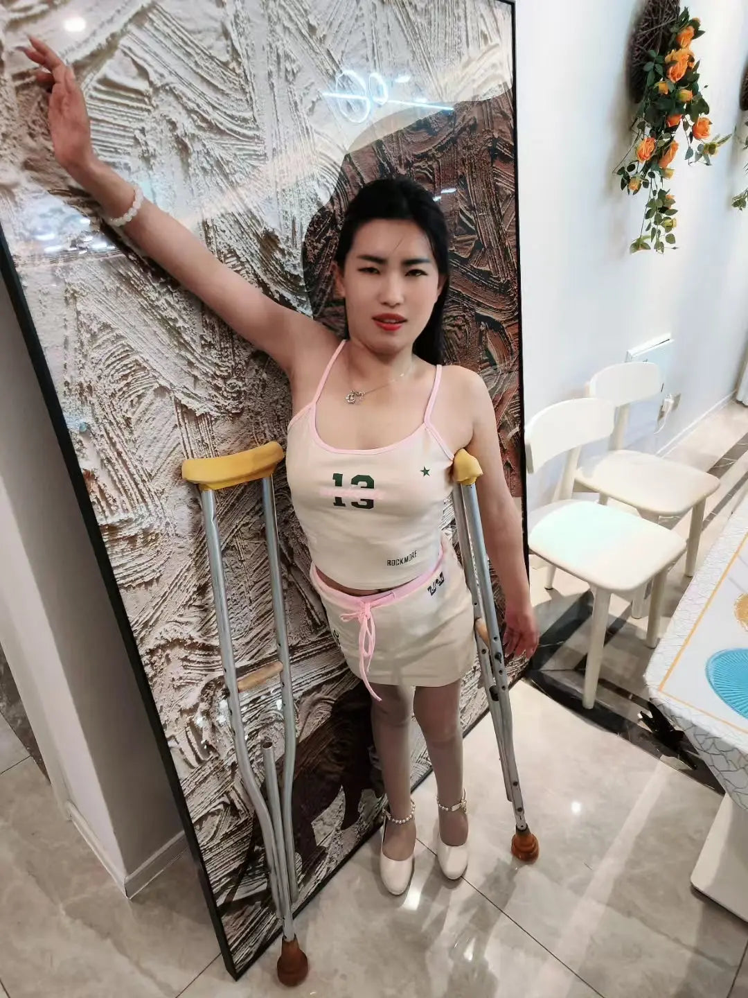 Maria: Polio Girl - Visiting a friend's house AmputeeClub