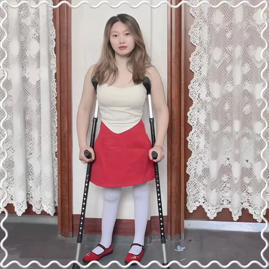 Miki: Polio Girl - Red Shoes and White Socks - AmputeeClub