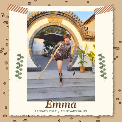 Emma: Shd Amputee Girl - Leopard-Print Style and Courtyard Walks on Crutches