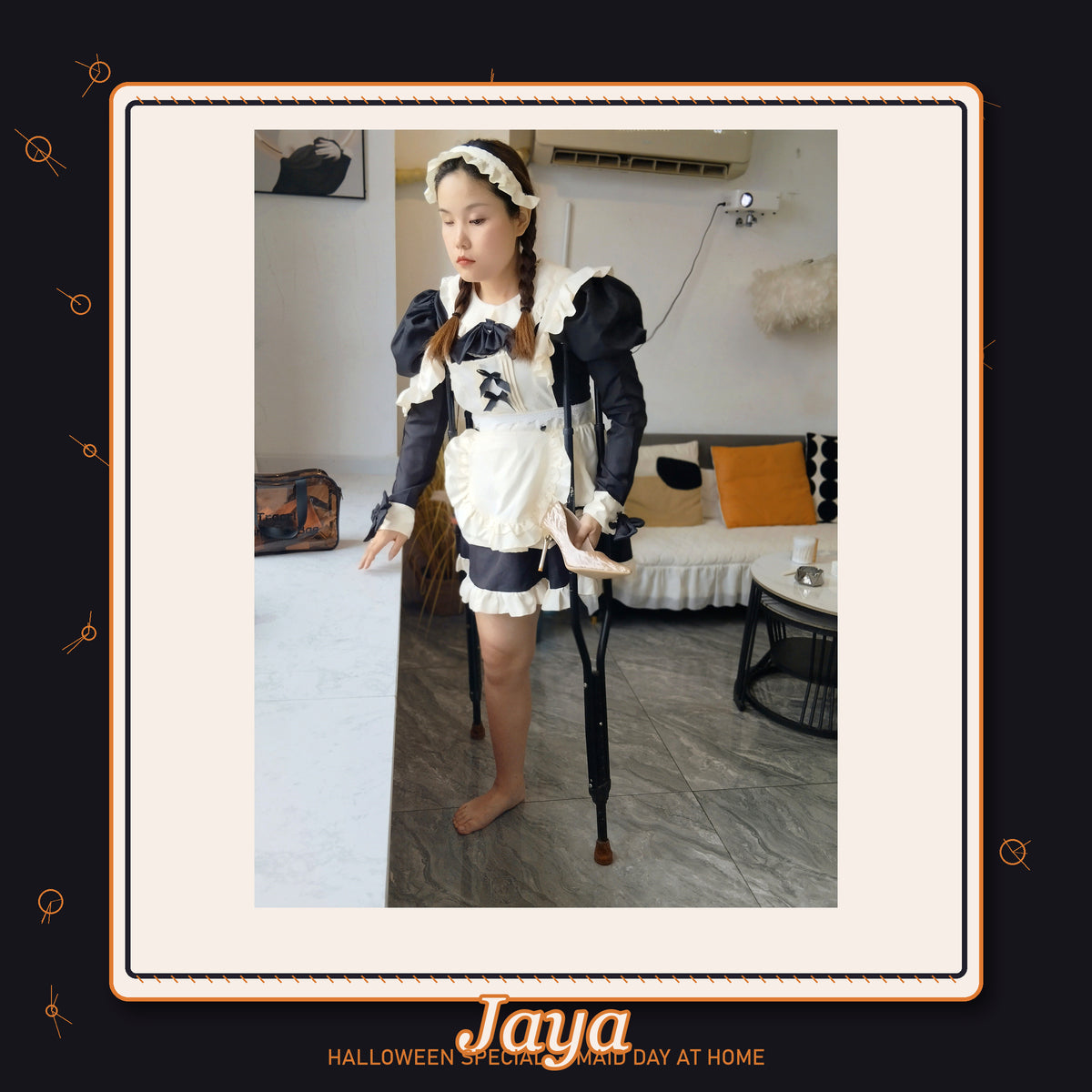 Jaya, the SHD and One-Eye Blind Girl - Halloween Special: A Maid Costume Day at Home
