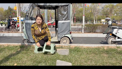 Tina, an Amputee Girl - Walking in the Park Using Her Amputated Limb
