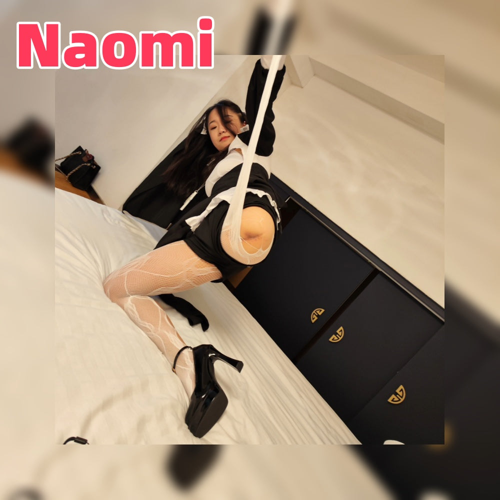 Naomi: Sak Amputee Girl - Anun Style Dress White Fishnet Stockings - AmputeeClub