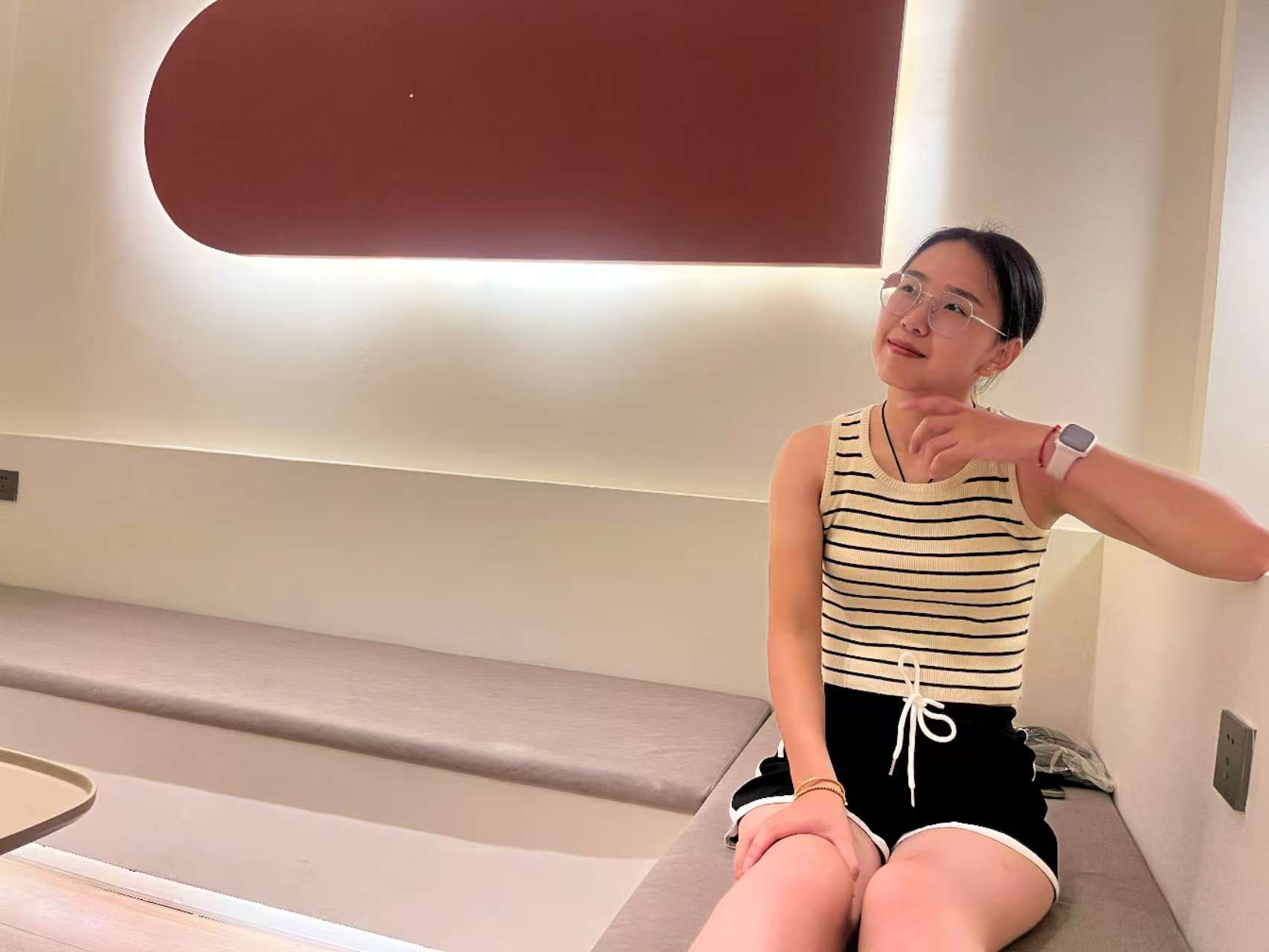 Zoe: Paraplegic Girl - rolling on the sofa