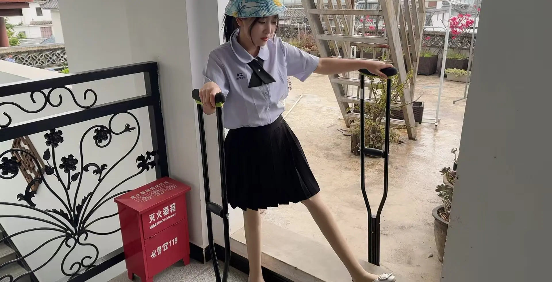 Sally: Dak Amputee Girl - Home Alone in Uniform
