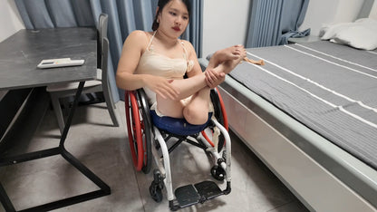 Shera: Paraplegic Girl - From Wheelchair to Bed Wearing Stockings