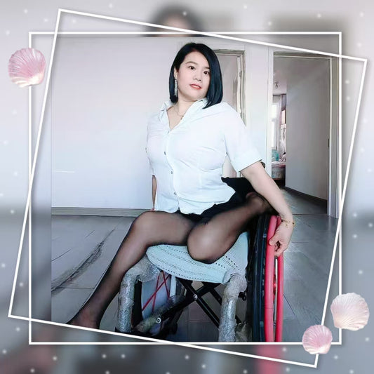 Carrie: The Polio Lady's sexy black stockings paired with a white shirt.