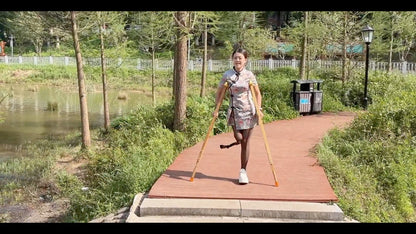Amy: Sak Amputee Girl — Playing on crutches and wearing black stockings