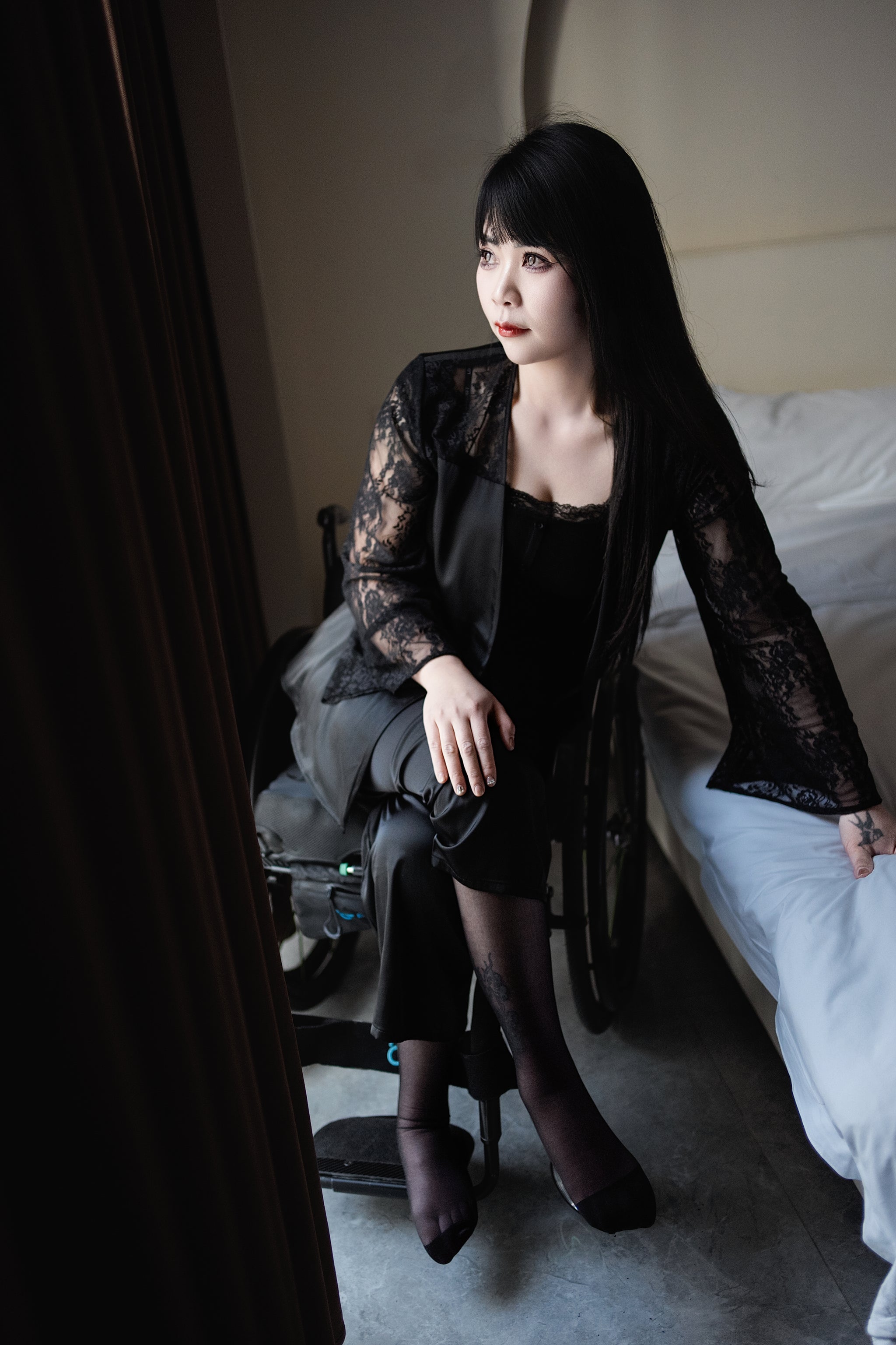 The Para Girl Nora - Sexy Black Stockings and Nightgown