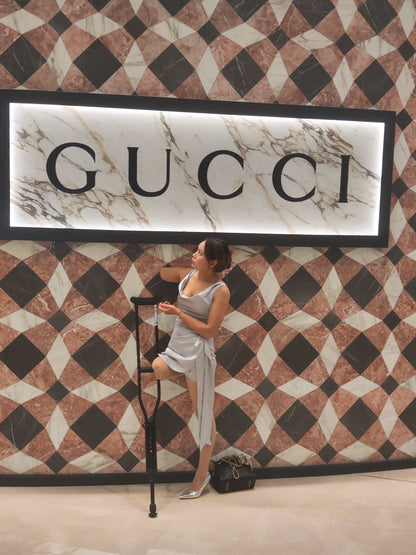 Abby: Ooe Amputee Girl Strolling the Streets in High Heels with a Cane