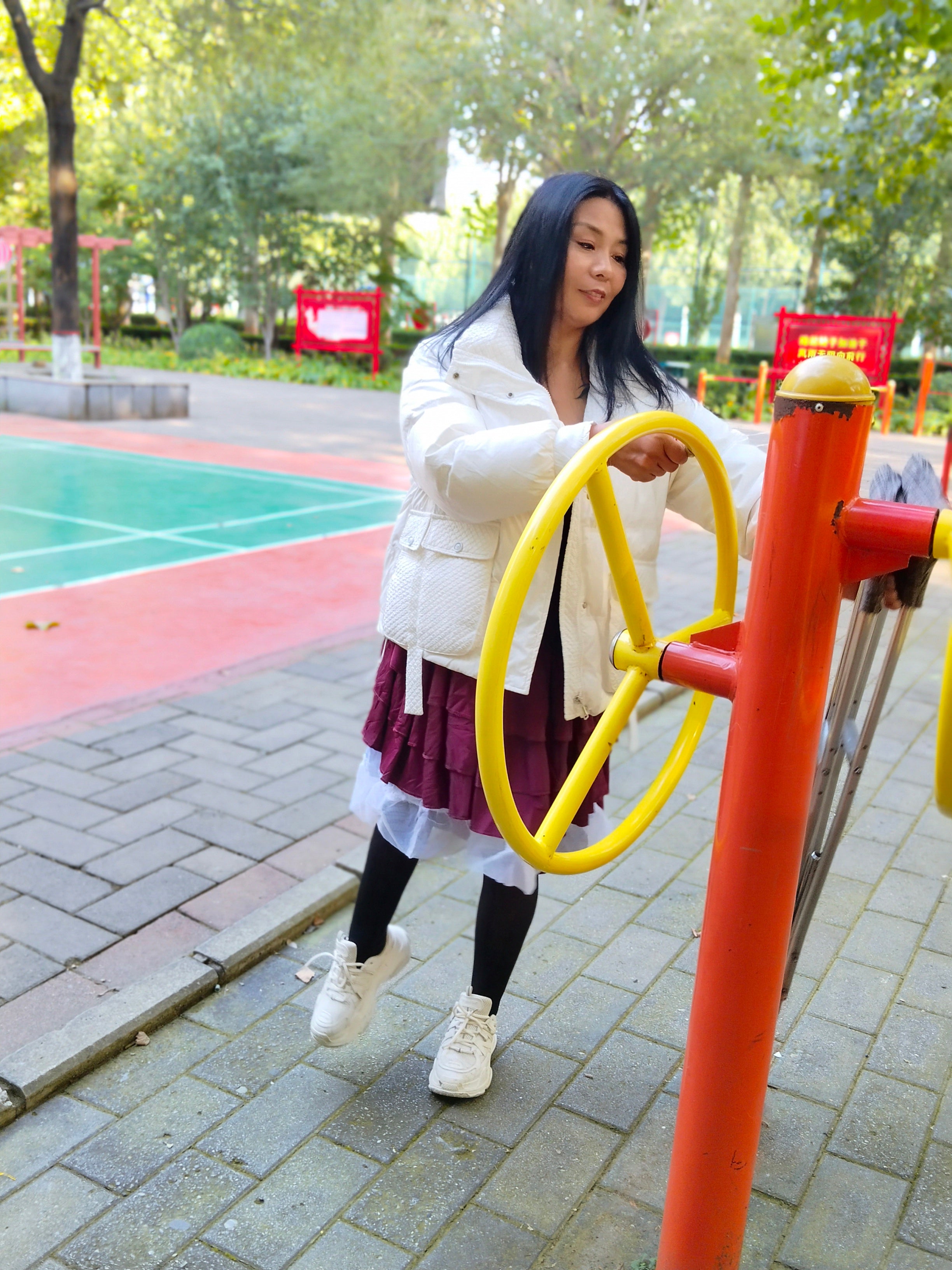 Liona, the Polio Girl - Driving to the park, using crutches to try out the gym equipment