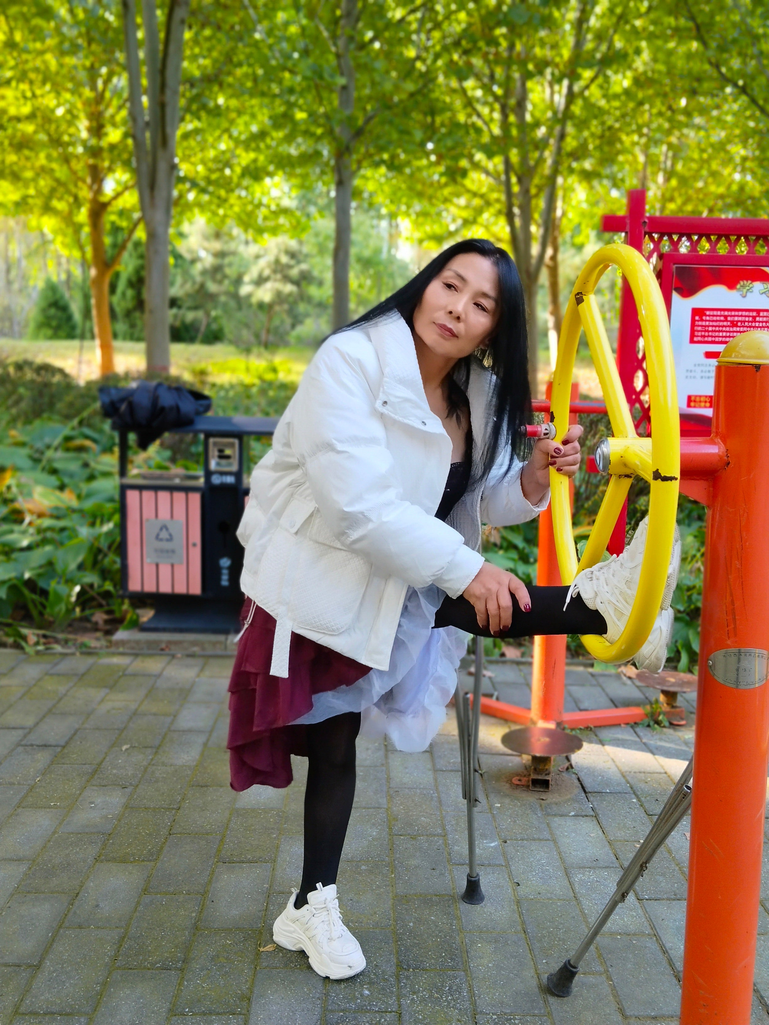 Liona, the Polio Girl - Driving to the park, using crutches to try out the gym equipment
