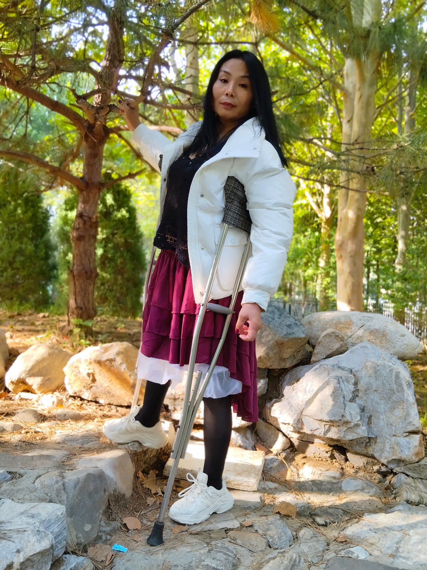 Liona, the Polio Girl - Driving to the park, using crutches to try out the gym equipment