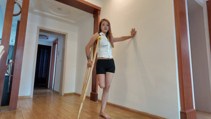 Amy: Sak Amputee girl wearing black and gray stockings