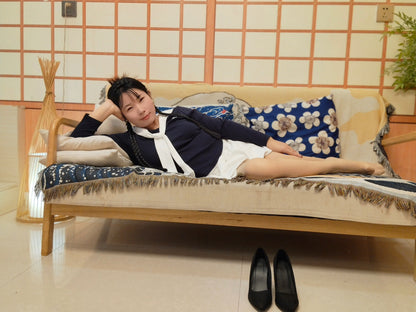 Twlia Polio girl's cane, flesh-colored stockings, and black high heels