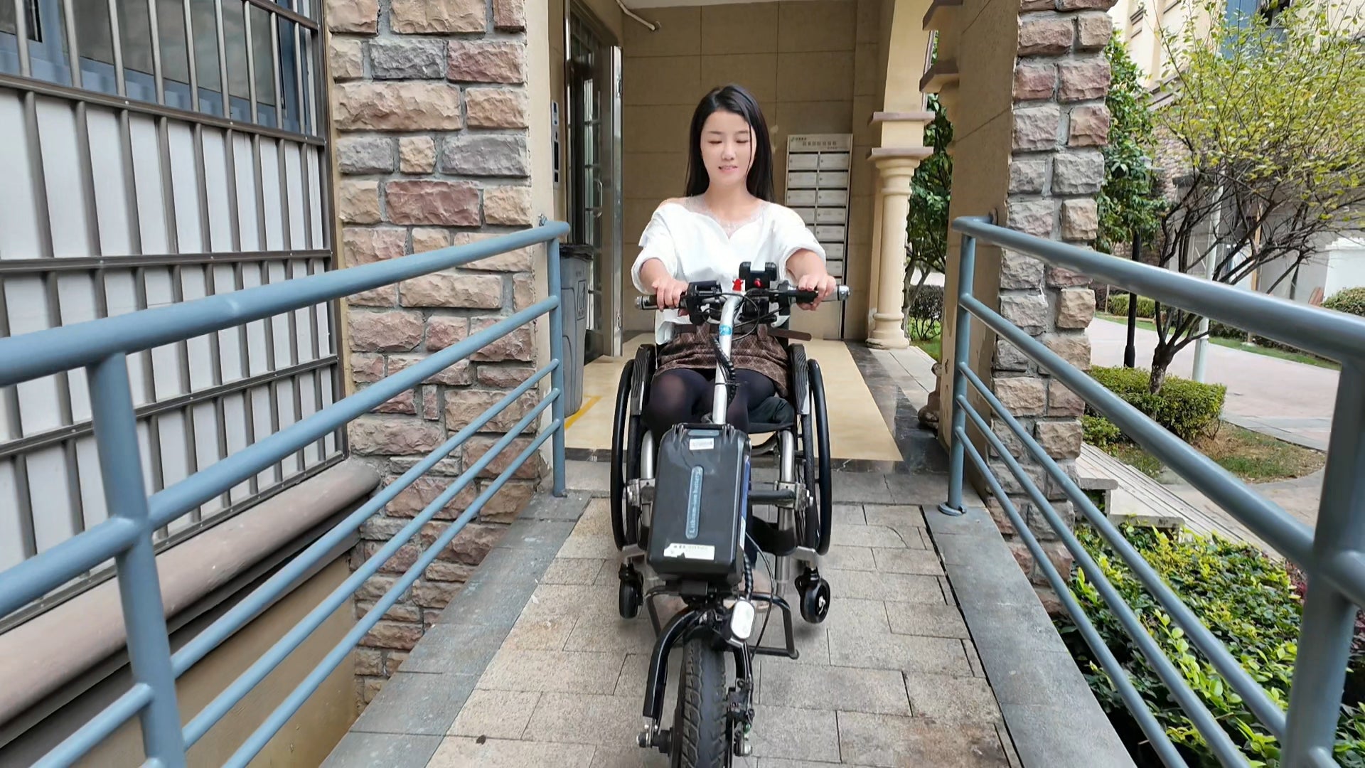 Belle: Paraplegic Girl - Experiencing Fitness Equipment in an Electric Wheelchair