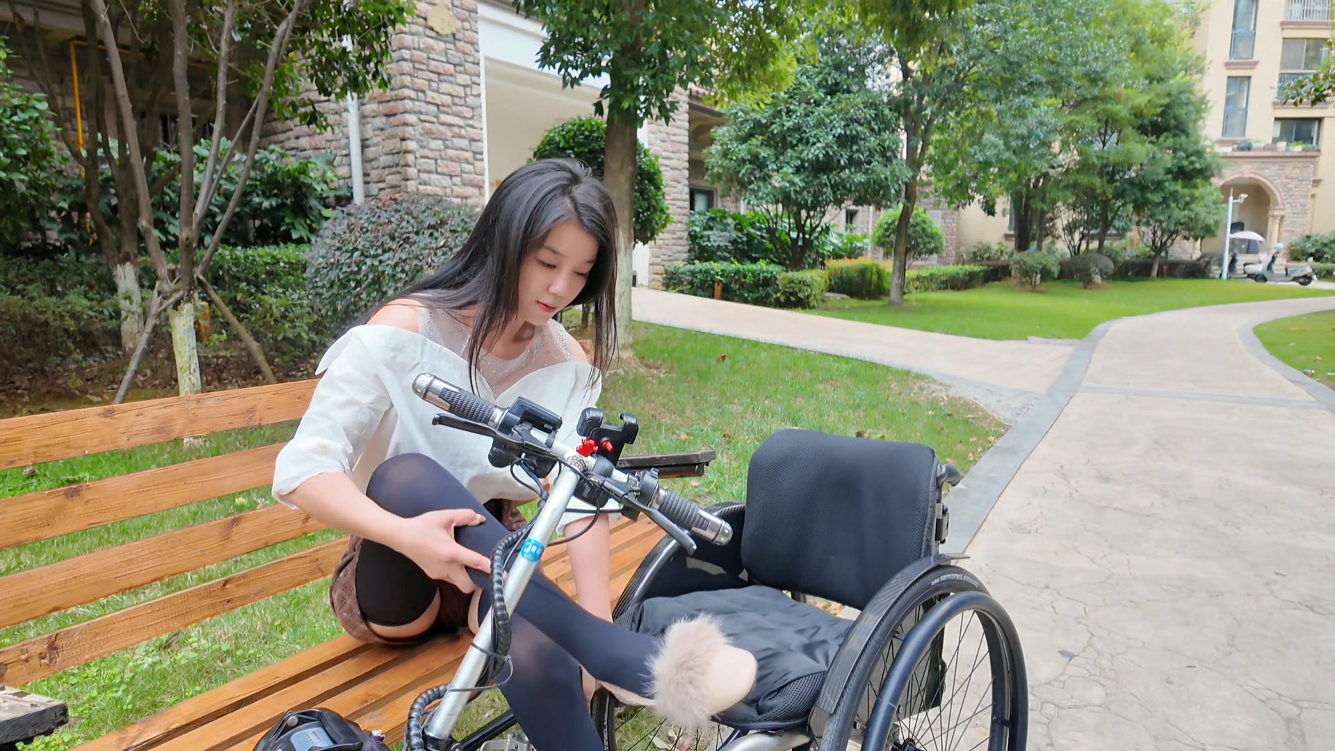 Belle: Paraplegic Girl - Experiencing Fitness Equipment in an Electric Wheelchair