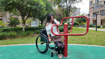 Belle: Paraplegic Girl - Experiencing Fitness Equipment in an Electric Wheelchair