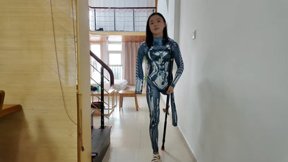 Mila: Ooe Amputee Girl, Spider-Man costume, one-handed makeup