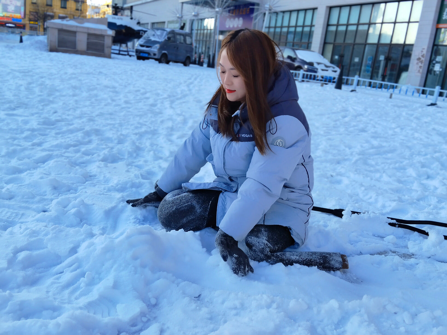 Grace, a Sak girl, went out to play in the snow.