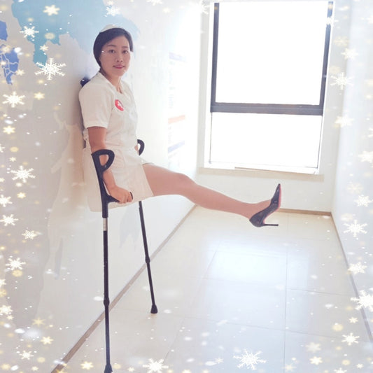 Emma: Shd Amputee Girl in nurse uniform and white stockings cosplay