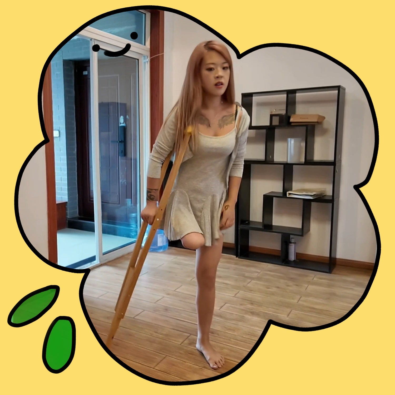 Amy: Sak, the girl with the amputated limb, is receiving treatment to alleviate the pain in her residual limb.