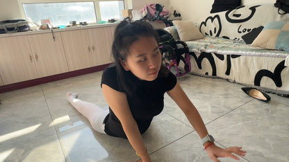 Zoe: The paraplegic girl licking her toes while wearing stockings