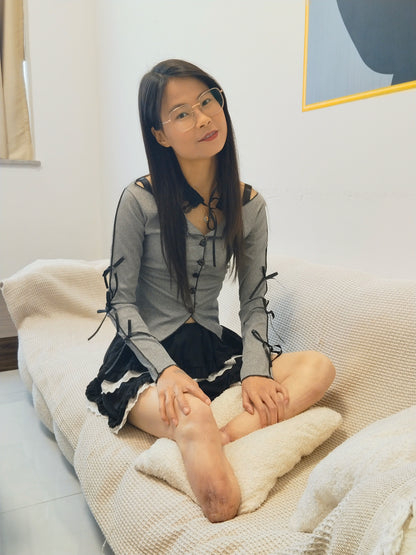 Hazel the DBK Girl - Beautiful legs without feet wearing black stockings