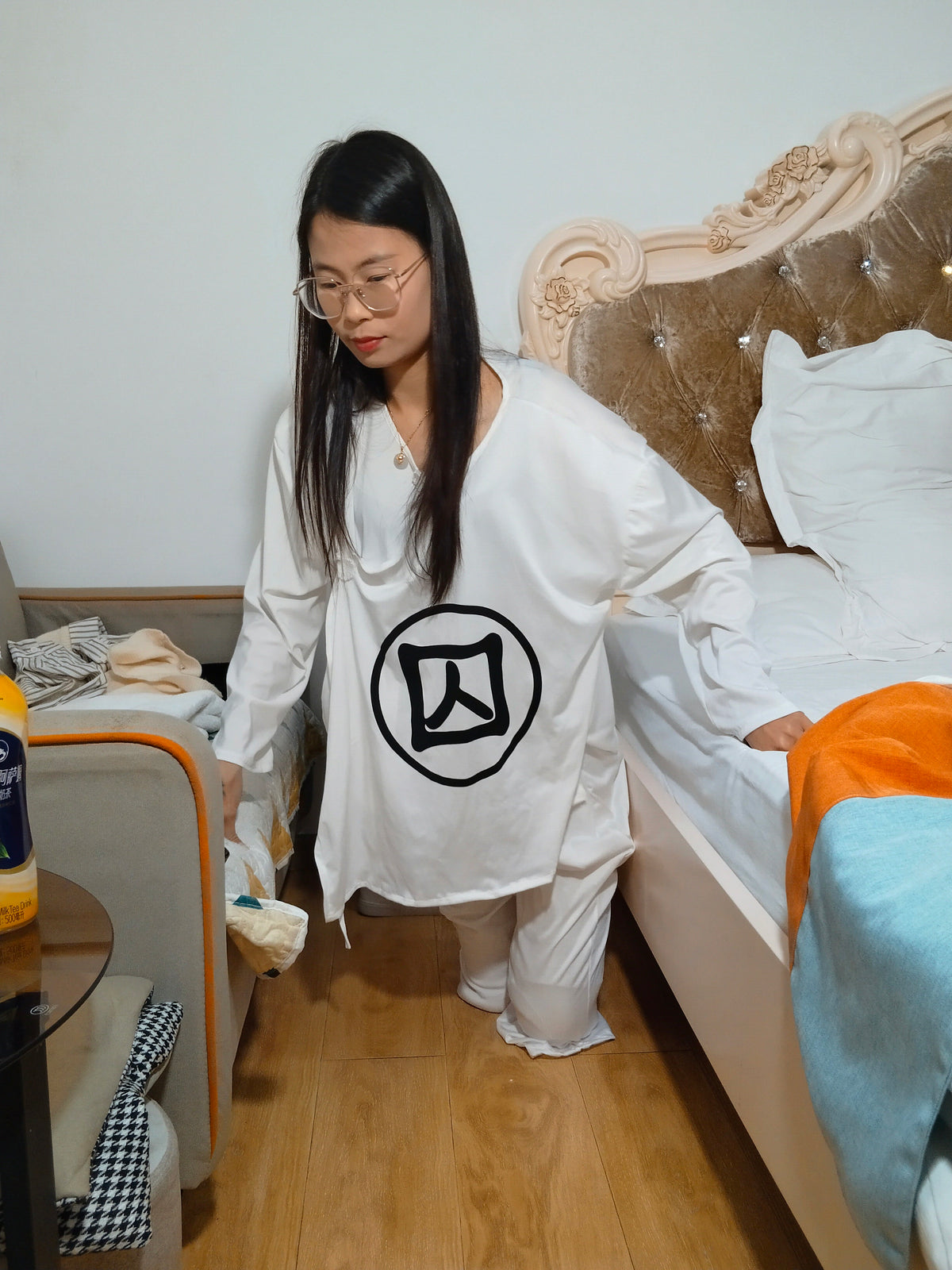 Hazel the DBK Girl - Getting Dressed and Relaxing in White Loungewear