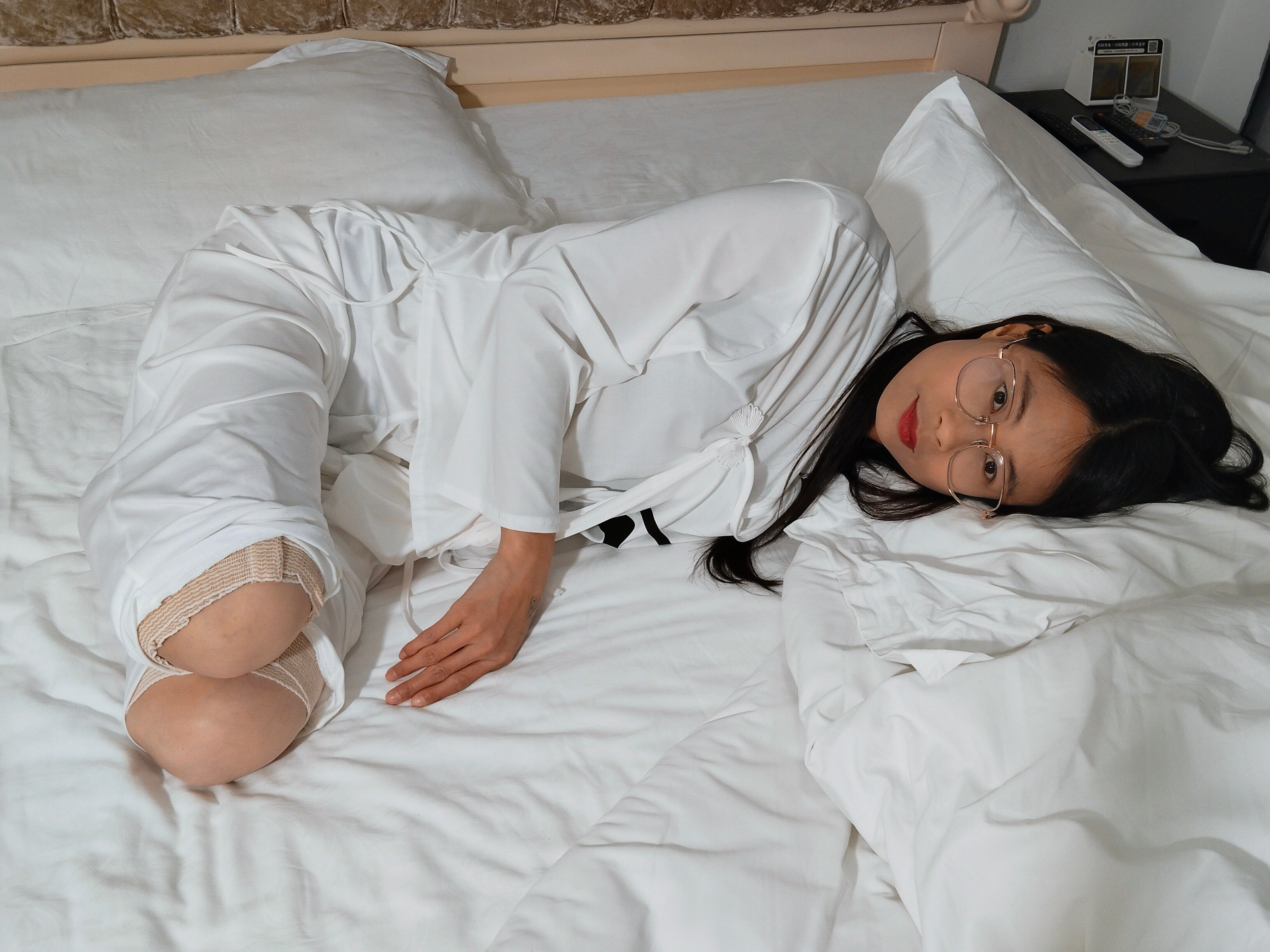 Hazel the DBK Girl - Getting Dressed and Relaxing in White Loungewear