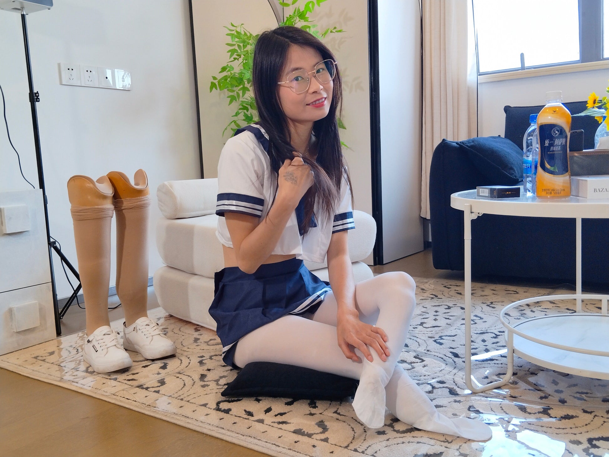 Hazel the DBK Girl — White Stockings on Short Limbs