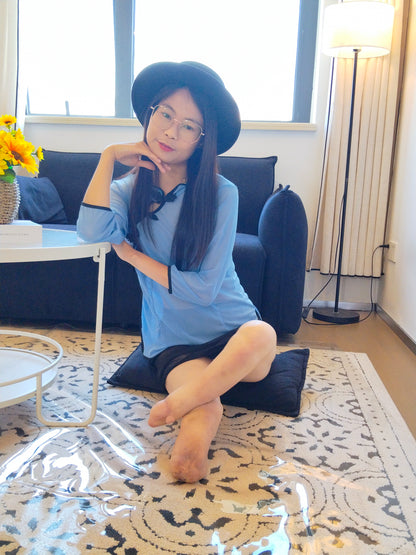 Hazel the DBK Girl – Stocking-clad legs without feet walking up the stairs