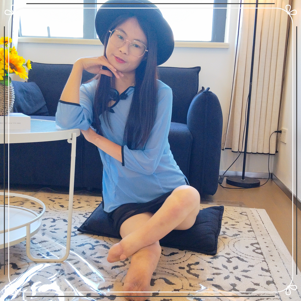 Hazel the DBK Girl – Stocking-clad legs without feet walking up the stairs