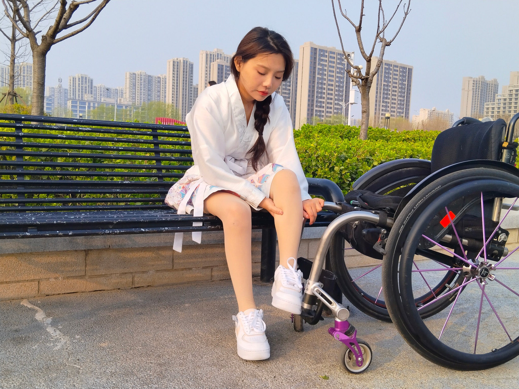 Kitty the Para-Girl — Watching the Sunset from a Wheelchair