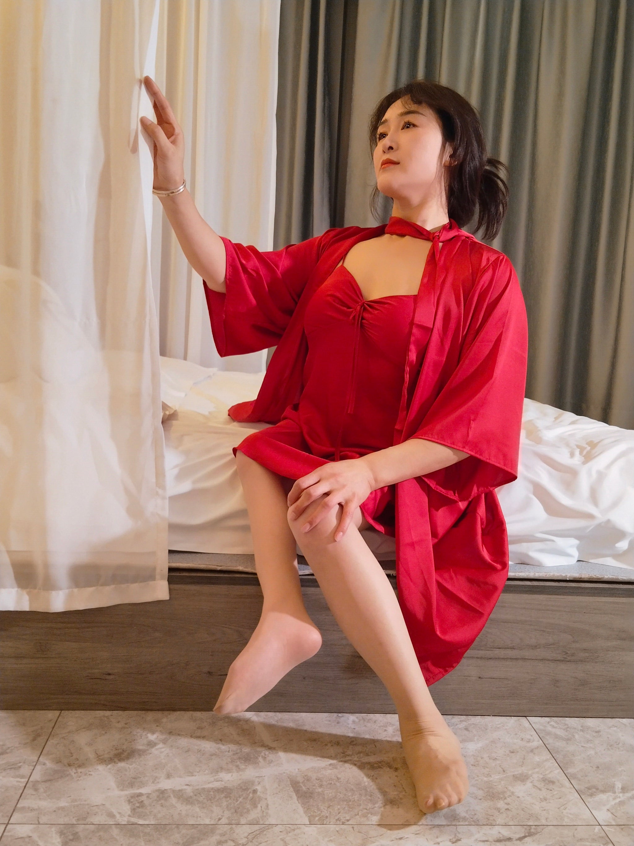 Rose the Polio Girl - Red Pajamas and High Heels